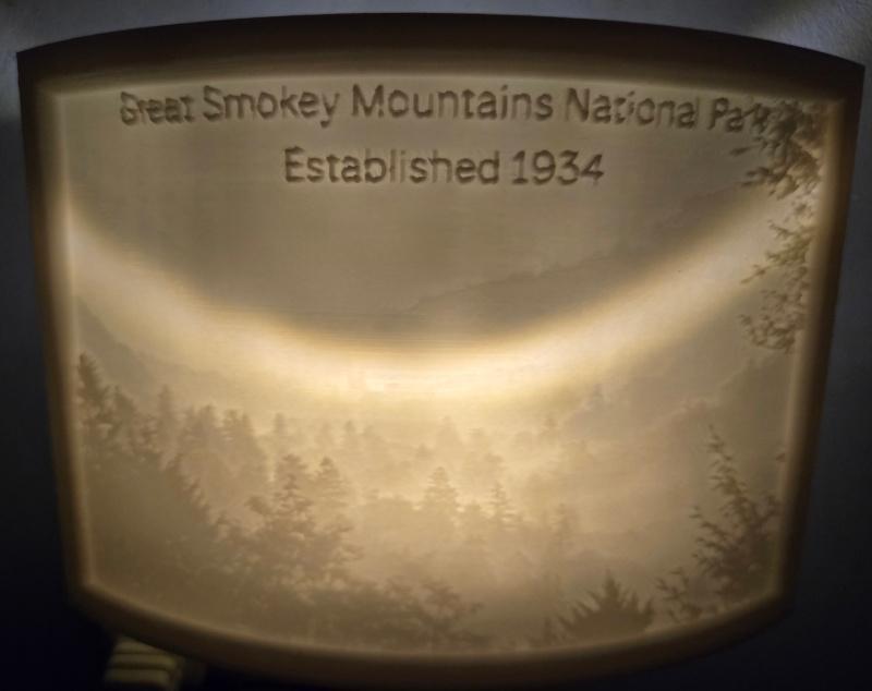 Great Smoky Mountains National Park Nightlight Lithophane