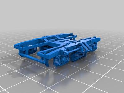 Soviet railways passenger coach bogie KVZ-CNII Type II, non-boiler end. 1/1 scale, adopted for 1/87 printing