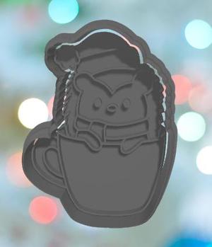 Christmas Hedgehog In Mug Cookie Cutter