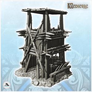 Wooden spike tower with storey and roof (7) - Medieval Gothic Feudal Old Archaic Saga 28mm 15mm