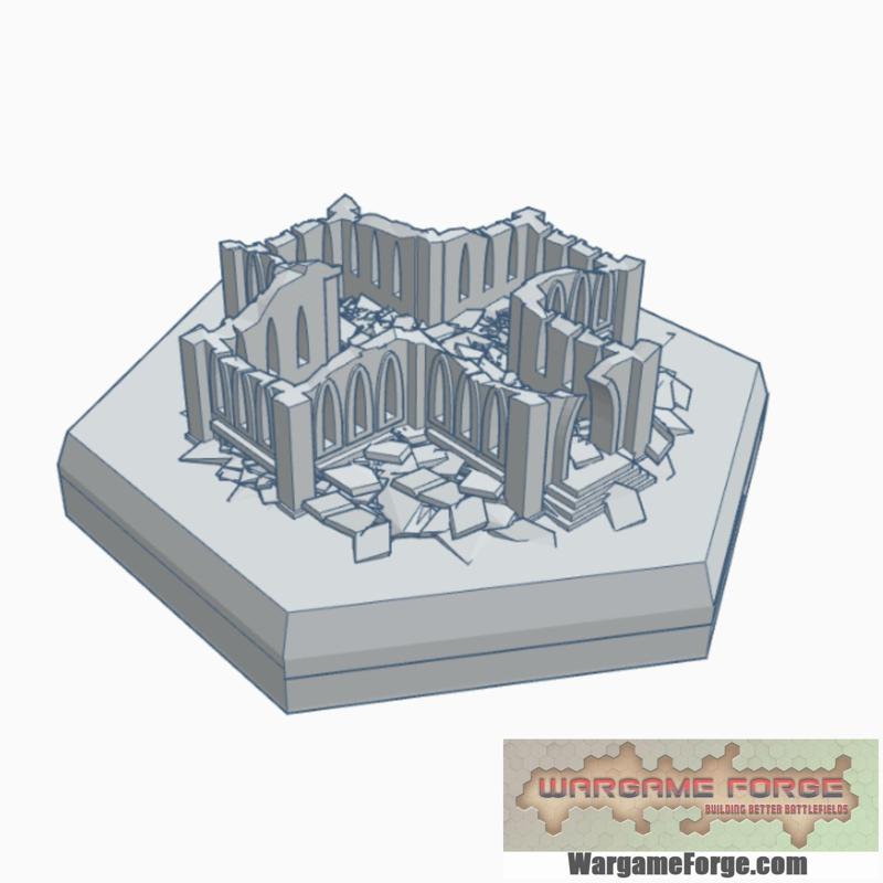 Gothic Ruined Building 1 Hex Map Scale HMSGR001