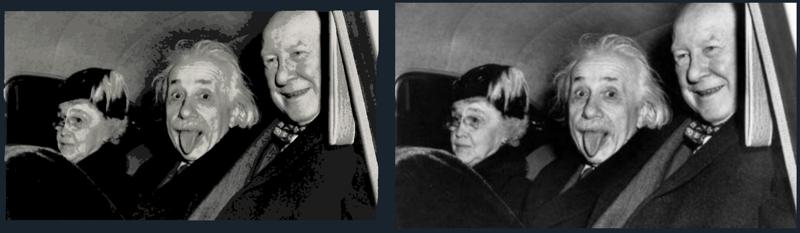 Einstein Sticking His Tongue Out Original Photo in Hueforge