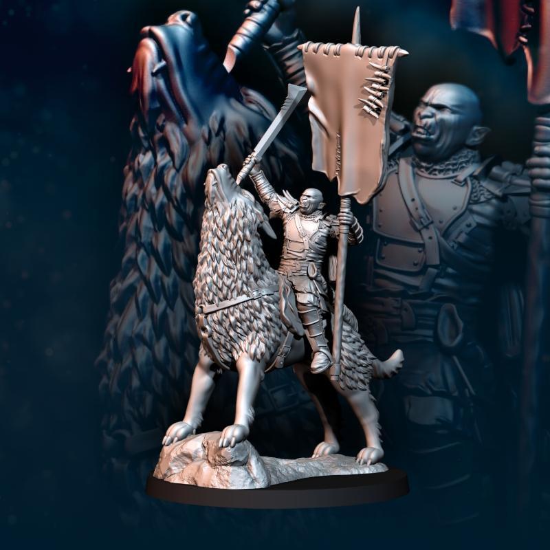 Wolf Rider with Banner | Regular Orc | Fantasy