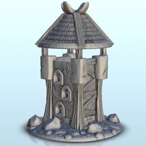 Watchtower in wood and stone 4 - Medieval scenery terrain wargame