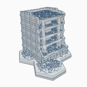 Modern Ruined Building 2 with Hex Base MRHB002