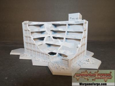 Modern Ruined Building 8 with Hex Base: Ruined Factory MRHB008