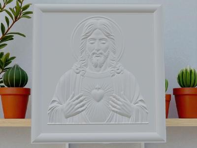 Jesus Bust 3D Frame