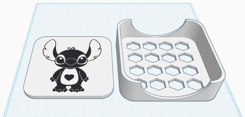 Stitch coaster + coaster holder
