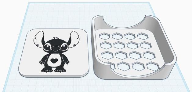 Stitch coaster + coaster holder
