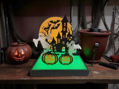 Layered Silhouette Shadowbox Halloween Scene