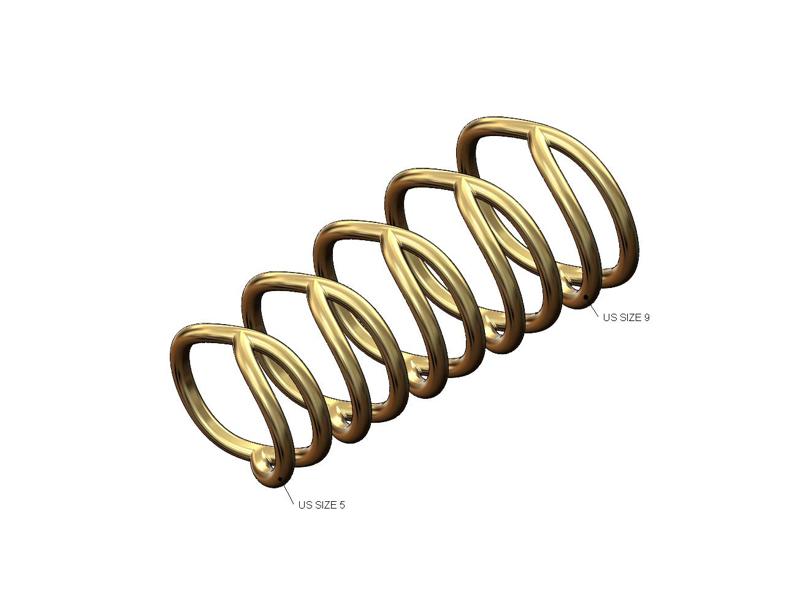 Curved wire band US sizes 5to9 3D print model