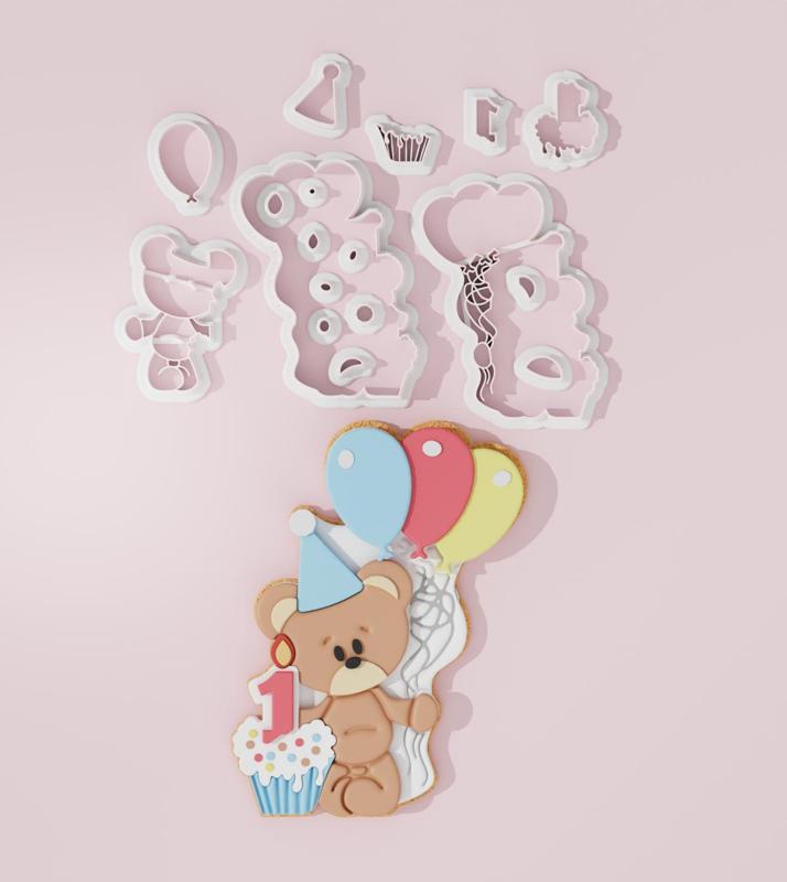 Bear with Balloons #1 Cookie Cutter