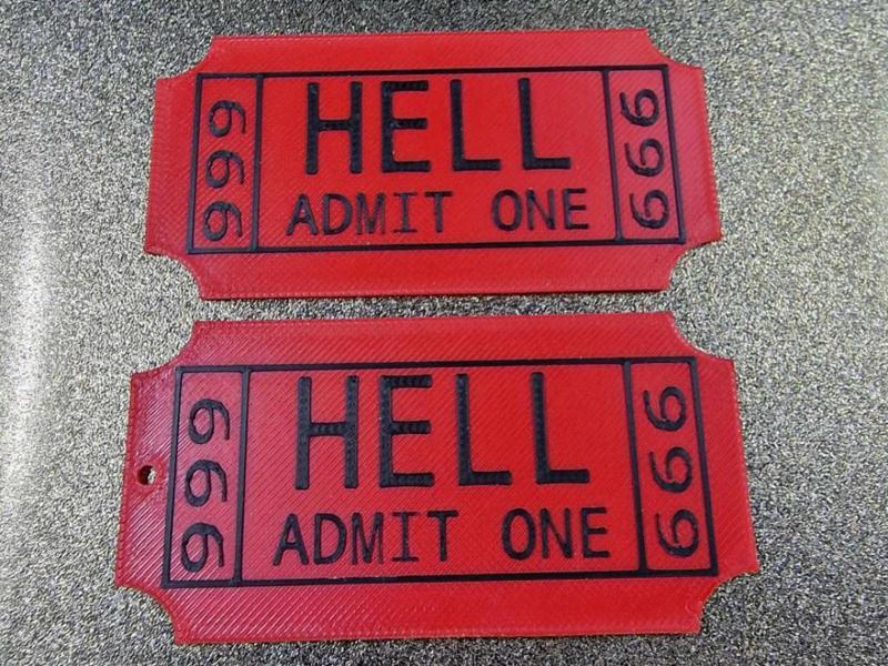 hell admit one ticket keyring