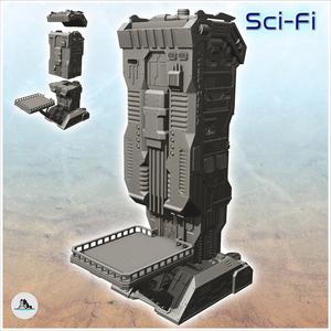 Space control tower with landing platform (13) - Future Sci-Fi SF Infinity Terrain Tabletop Scifi