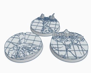 Set of 3 Gothic 50mm by 50mm Round Miniature Bases