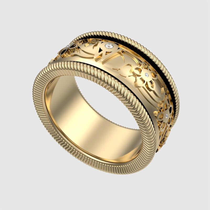 Enamel and Floral Rotating Ring 3D print
