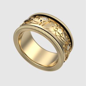 Enamel and Floral Rotating Ring 3D print