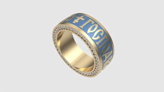 Orthodox Enamel Ring with Religious Insignia 3D print