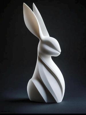 minimalist abstract rabbit statue