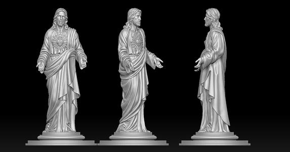 Jesus with a Sacred Heart Statue 3D print model