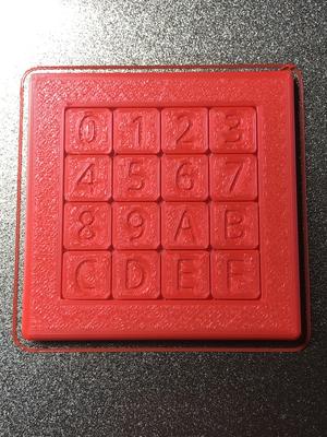 Hexadecimal "15" Slide Puzzle + 0 (print-in-place)