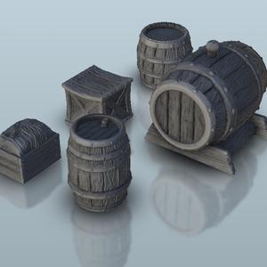 Set of barrels - Medieval scenery terrain wargame