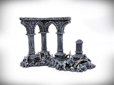 Ruined Columns Grimdark - Quad Column- Ancient Ruins