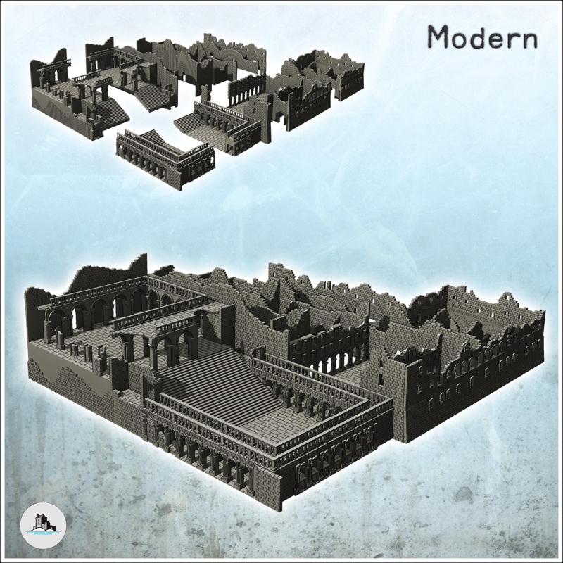 Ruins of the Abbey of Monte Cassino (South-East part) (Monte Cassino, Italy) - World War Two Second WWII Western campaign USA UK Germany