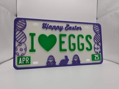 Happy Easter - I Heart Eggs - License Plate