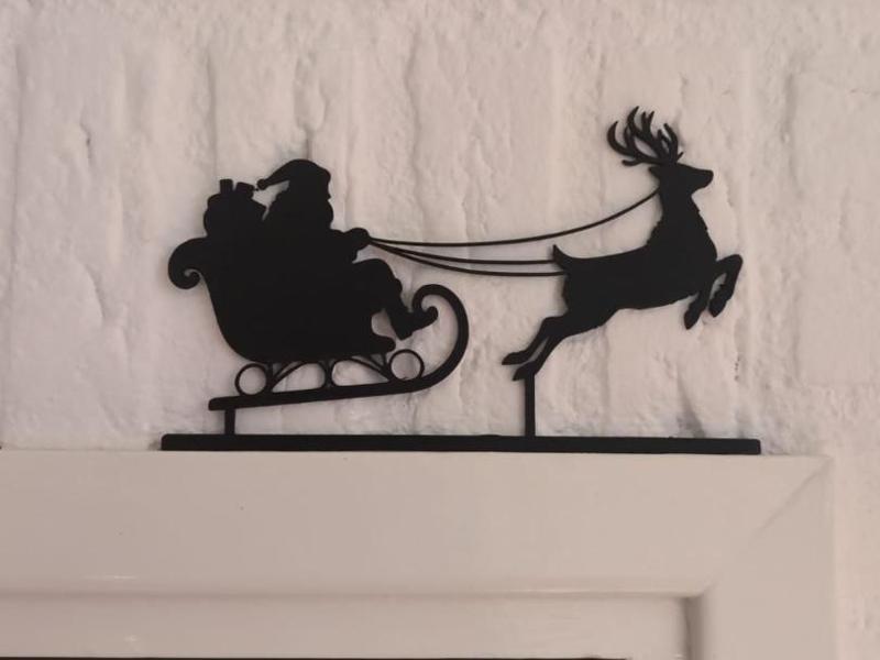 Santa's sled silouette art