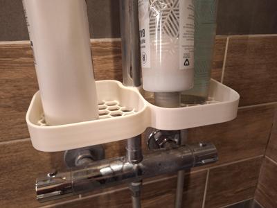 Shower shelf for shower head rod