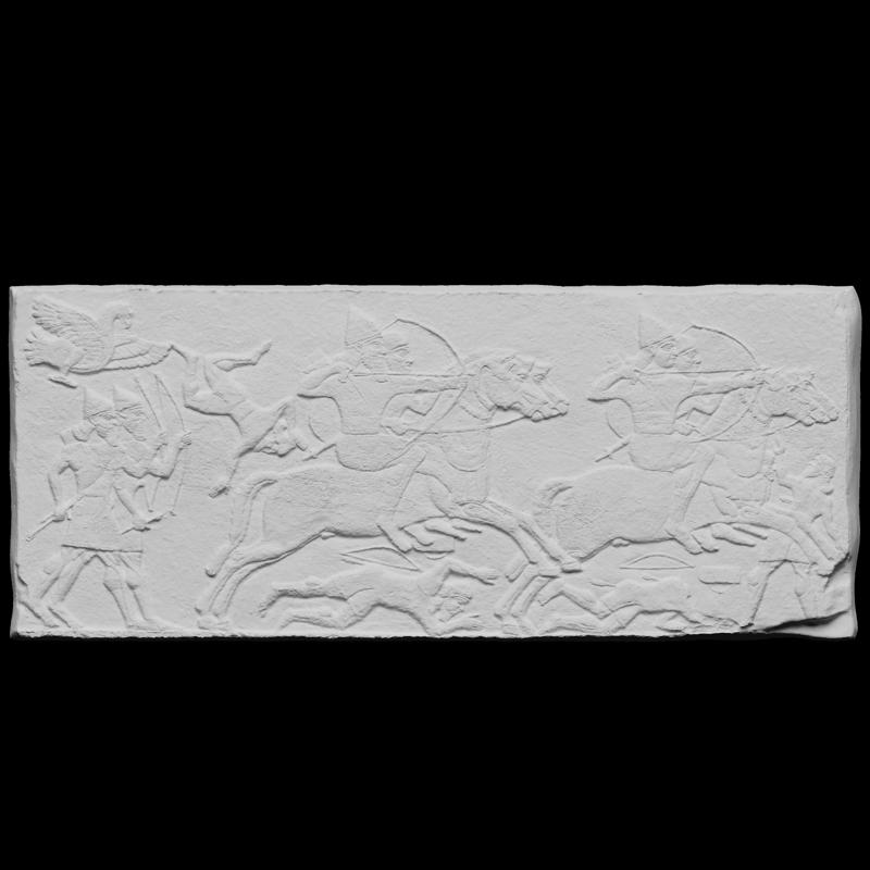 Crossing a river Assyrian relief