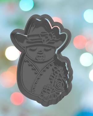 Baby Shower Cow Girl Floral Swaddle Cookie Cutter