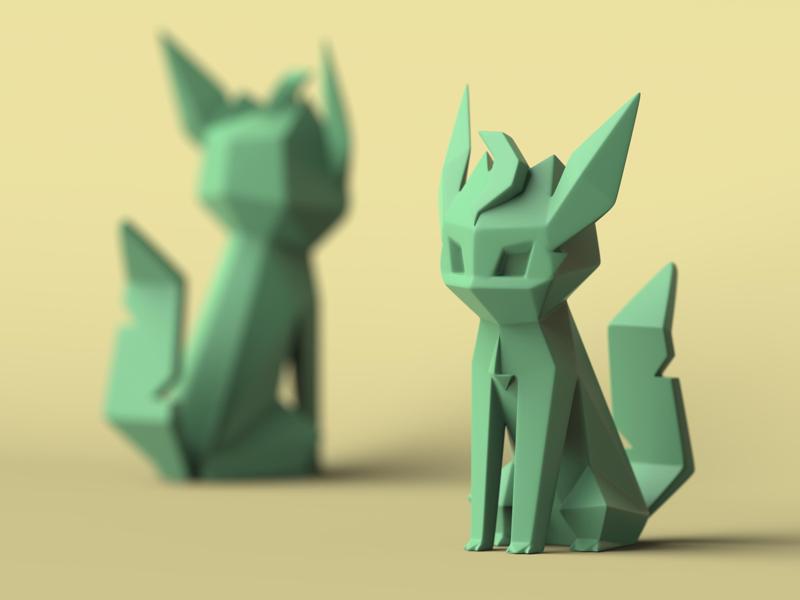 Low-poly Leafeon