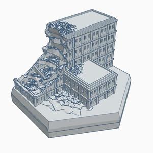 Modern Ruined Building 16 Ruined Hotel Hex Map Scale HMSMR016