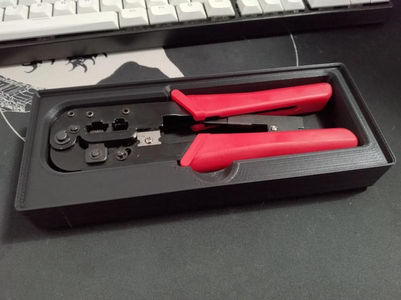 Gridfinity 2x5x4 holder for network crimper plier (rj45/rj11)