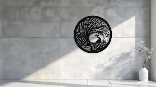 Peacock in a Circle Wall Decor Art