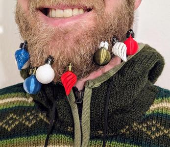 Tiny Christmas ornaments for beard and hair