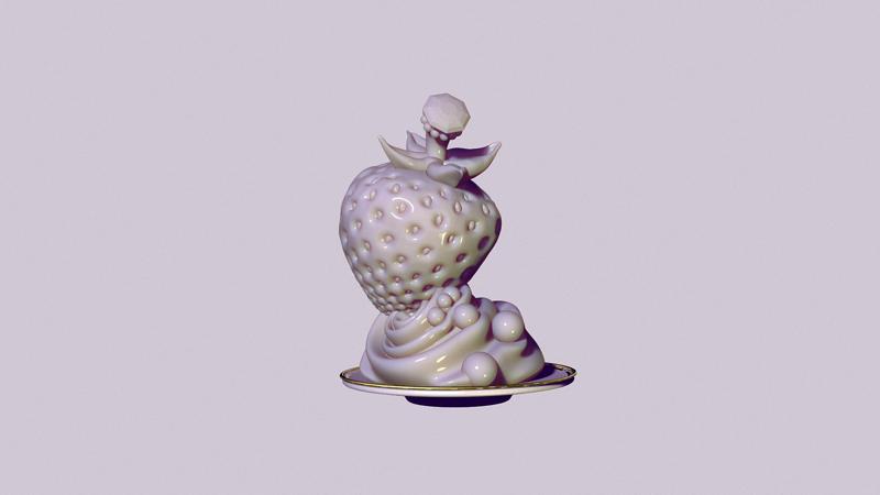 Strawberry and cream dessert 3D print model