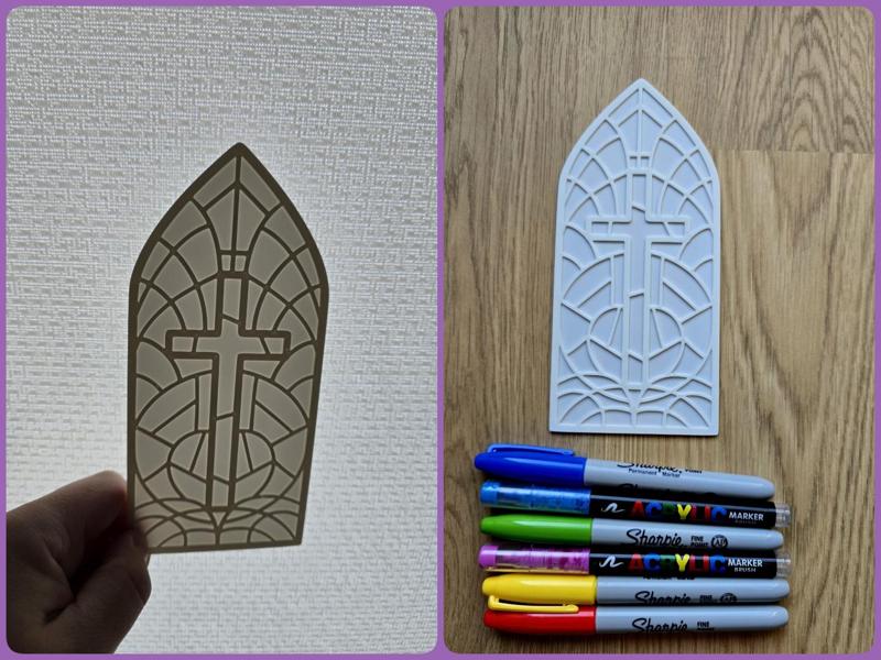 Cross Church Window Stained Glass Diy No Ams Panel