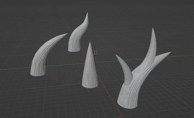 various horns with texture