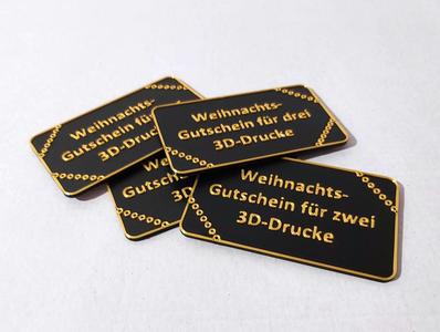Last minute! Weihnachts-Geschenkgutschein für 3D-Drucke.