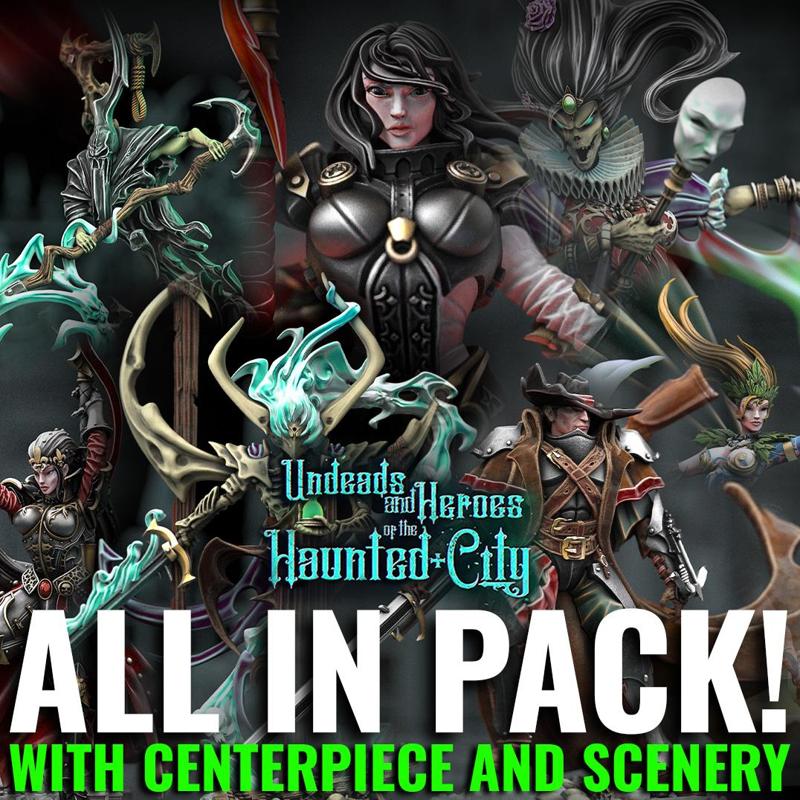 Undeads and Heroes of the Haunted City All in Pack (with scenery/Centerpiece)