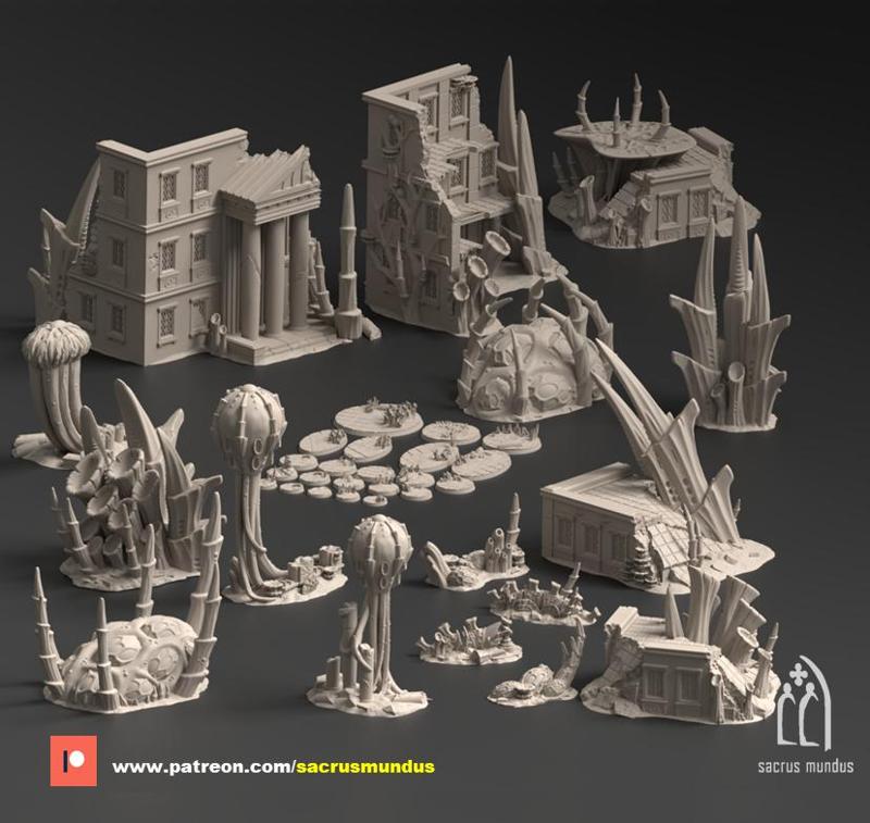 Tulipa, Evolved Infestation. 3D Printing Designs Bundle. Tyranid / Scifi / Xenos Buildings. Terrain and Scenery for Wargames