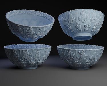 Bowl with Daoist immortals. China, Jingdezhen, 1700–1720