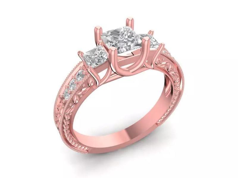 Elegant Three Stone Engagement Ring for Women   1996