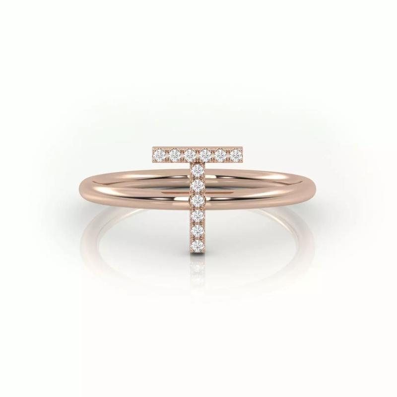 Initial T ring size 54 with professional renderings