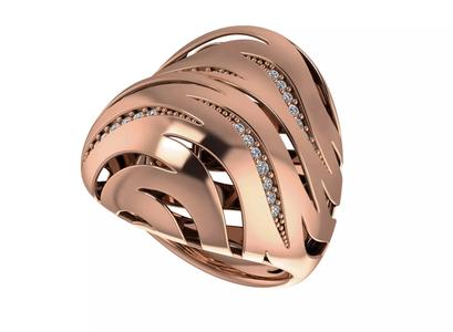 Wire Mesh Ribbon High Jewelry Italian Cocktail Diamond Ring