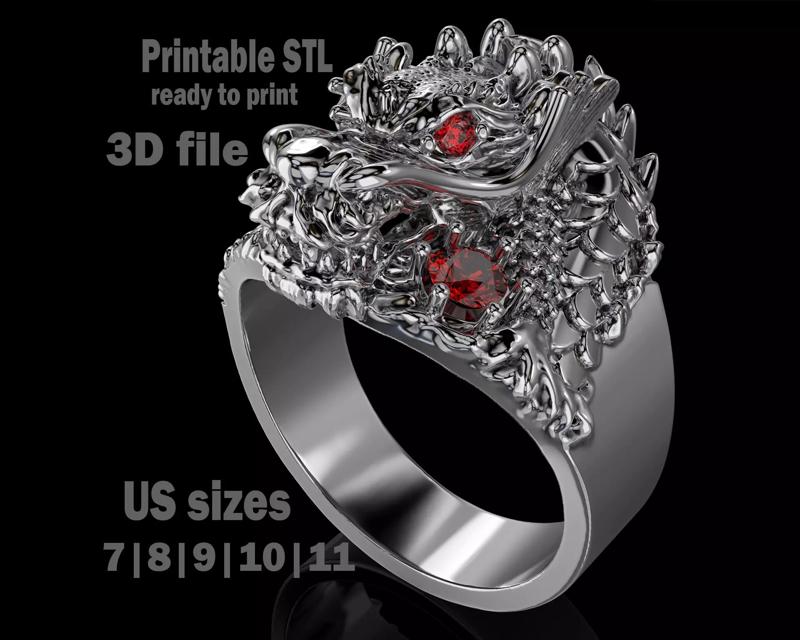 Jewelry Signet Ring The Dragon - Printable STL