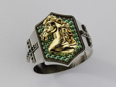 Horse Ring with Diamonds -Anillo Caballo Diamantes